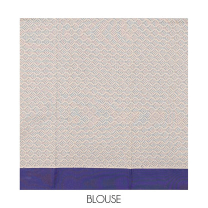Pothys Cream Semi-Silk Cotton Saree, Bedecked with Unique Designs All Over Its Body, Complemented by a Contrast Border, Pallu of Intricate Designs, and Paired with a Matching Blouse