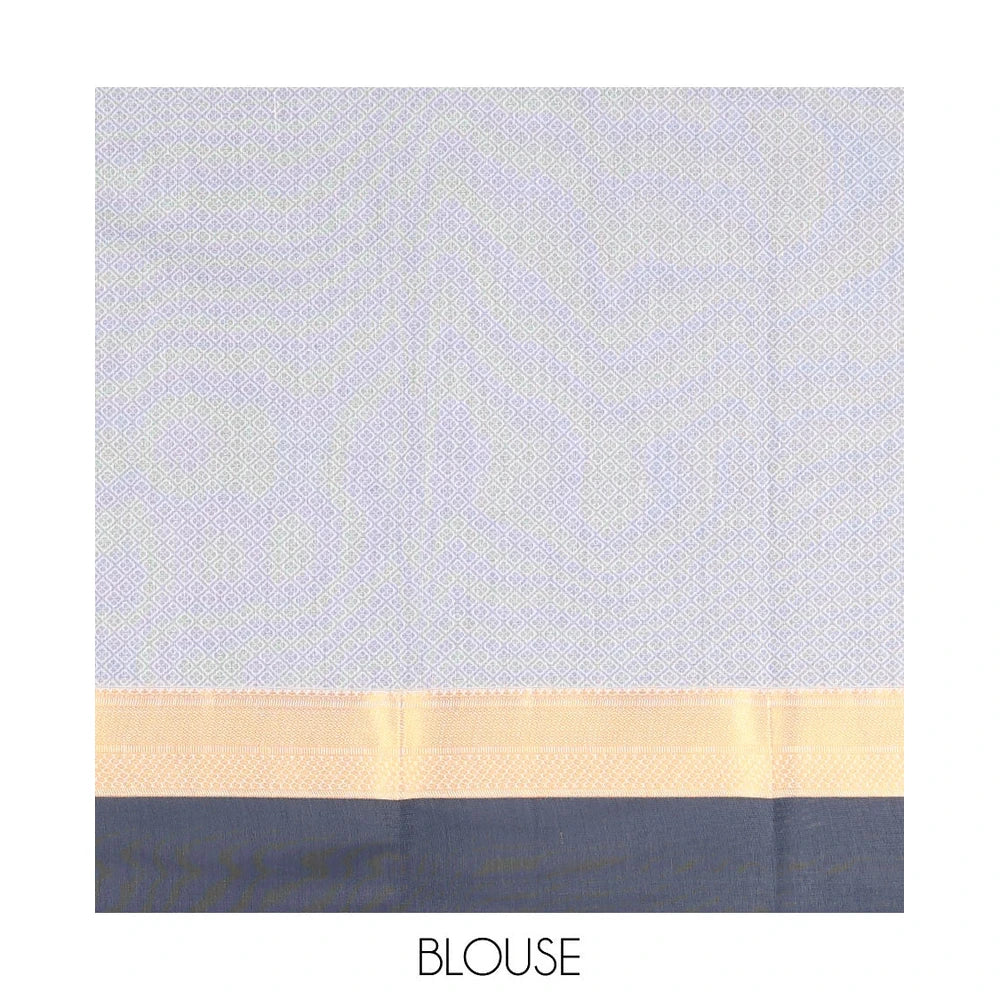 Pothys Grey Semi-Silk Cotton Saree with Buttas & Jaal Pallu
