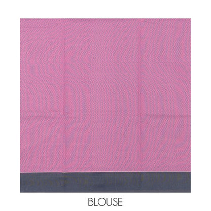 Pothys Pink Semi-Silk Cotton Saree, Subtly Sparkled with Buttas All Over Its Body, Complemented by Contrast Border, Geometric Patterned Pallu, and Paired with a Matching Blouse