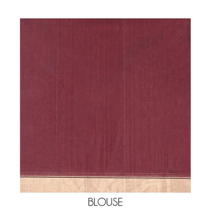 Pothys Maroon Chanderi Cotton Saree, Adorned with Heart Buttas All Over Its Body, Highlighted by a Self-Border, Pallu Steeped with Heart Motifs, and Paired with a Matching Blouse