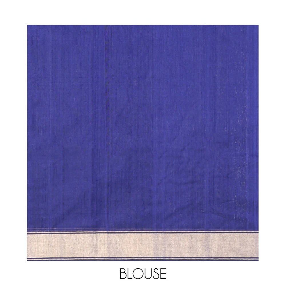 Pothys Blue Chanderi Cotton Saree, Adorned with Heart Buttas All Over Its Body, Highlighted by a Self-Border, Pallu Steeped with Heart Motifs, and Paired with a Matching Blouse