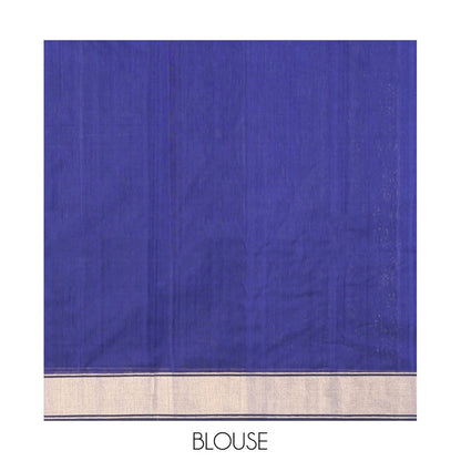 Pothys Blue Chanderi Cotton Saree, Adorned with Heart Buttas All Over Its Body, Highlighted by a Self-Border, Pallu Steeped with Heart Motifs, and Paired with a Matching Blouse