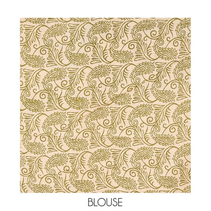 Pothys Green Machine-Printed Kalamkari Cotton Saree, Adorned with Floral and Floral Vase on Its Body, Subtly Printed Border, Pallu of Peacock Print, and Paired with a Printed Blouse