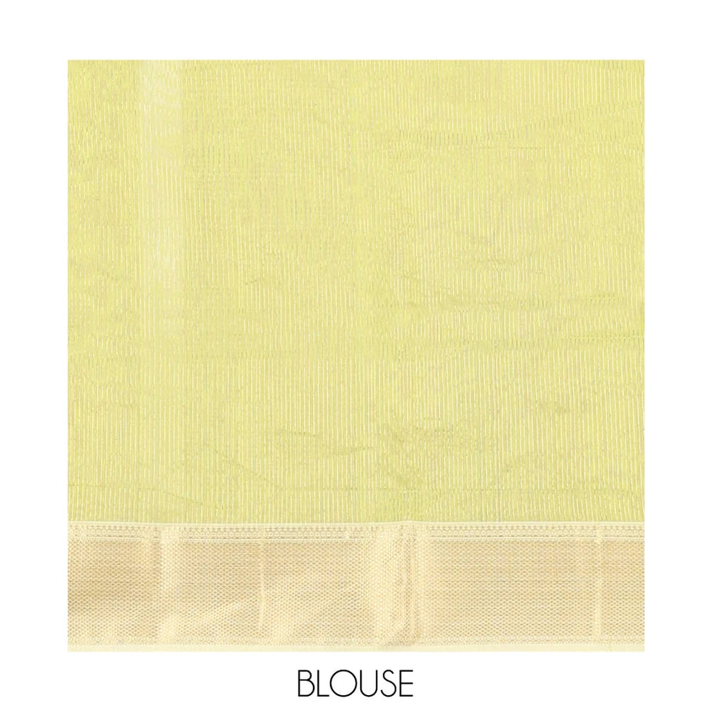 Pothys Green Maheshwari Cotton Saree, Subtly Sparkled with Stripes, Highlighted by a Zari Border, Gleaming Zari Pallu, and Paired with a Matching Blouse