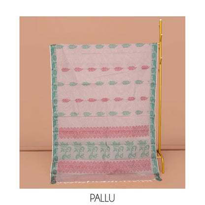 Pothys Grey Kanchi Cotton Saree, Adorned with Buttas All Over Its Body, Highlighted by a Self-Border, Pallu of Floral And Geometric Designs, and Paired with a Matching Blouse