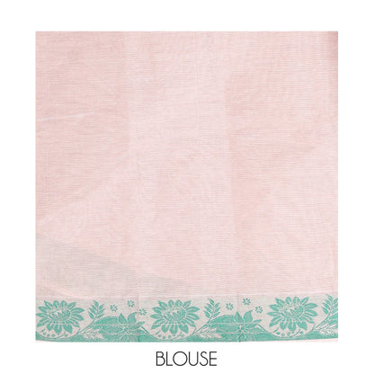 Pothys Grey Kanchi Cotton Saree, Adorned with Buttas All Over Its Body, Highlighted by a Self-Border, Pallu of Floral And Geometric Designs, and Paired with a Matching Blouse