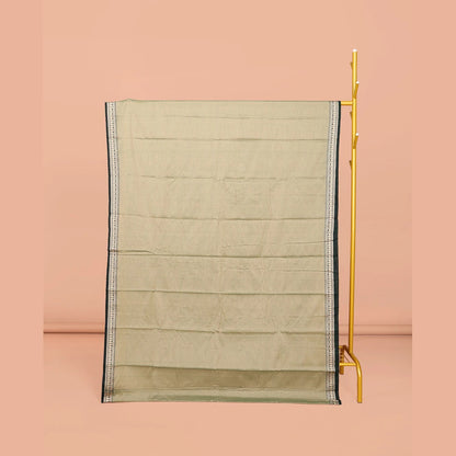 Pothys Pale Green Plain Narayanpet Cotton Saree, Complemented by Contrast Traditional Design Border, Plain Pallu, and Comes Without a Blouse