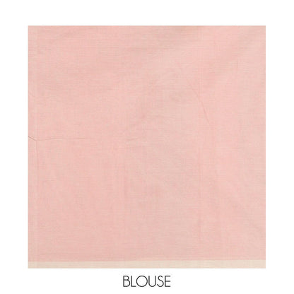 Pothys Borderless Rama Negamam Cotton Saree with Stripes All Over Its Body, a Self-Pallu, and Paired with a Matching Blouse