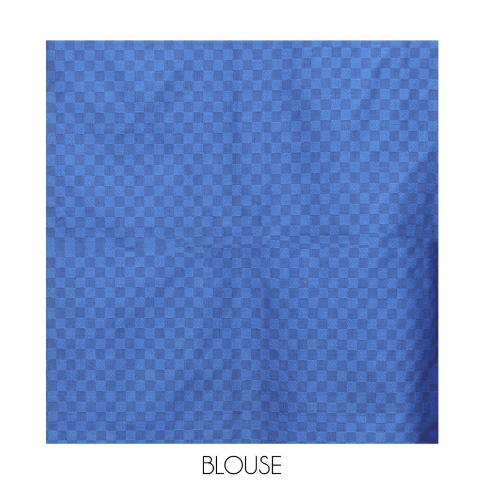 Pothys Brown Checked Polycotton Saree with Peacock-Eye Zari Border