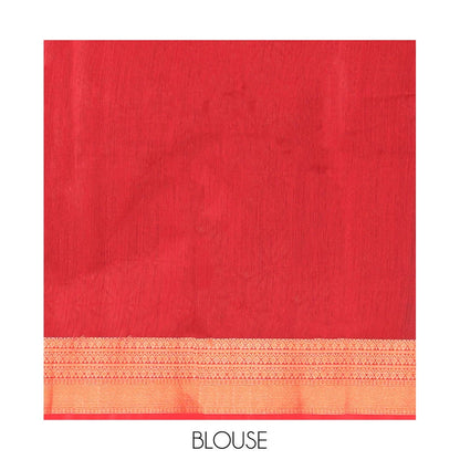 Pothys Green Semi-Silk Cotton Saree, Featuring Zari Buttas All Over Its Body, Complemented by a Contrast Traditional Zari Design Border, Pallu of Star Designs, and Paired with a Contrast Blouse