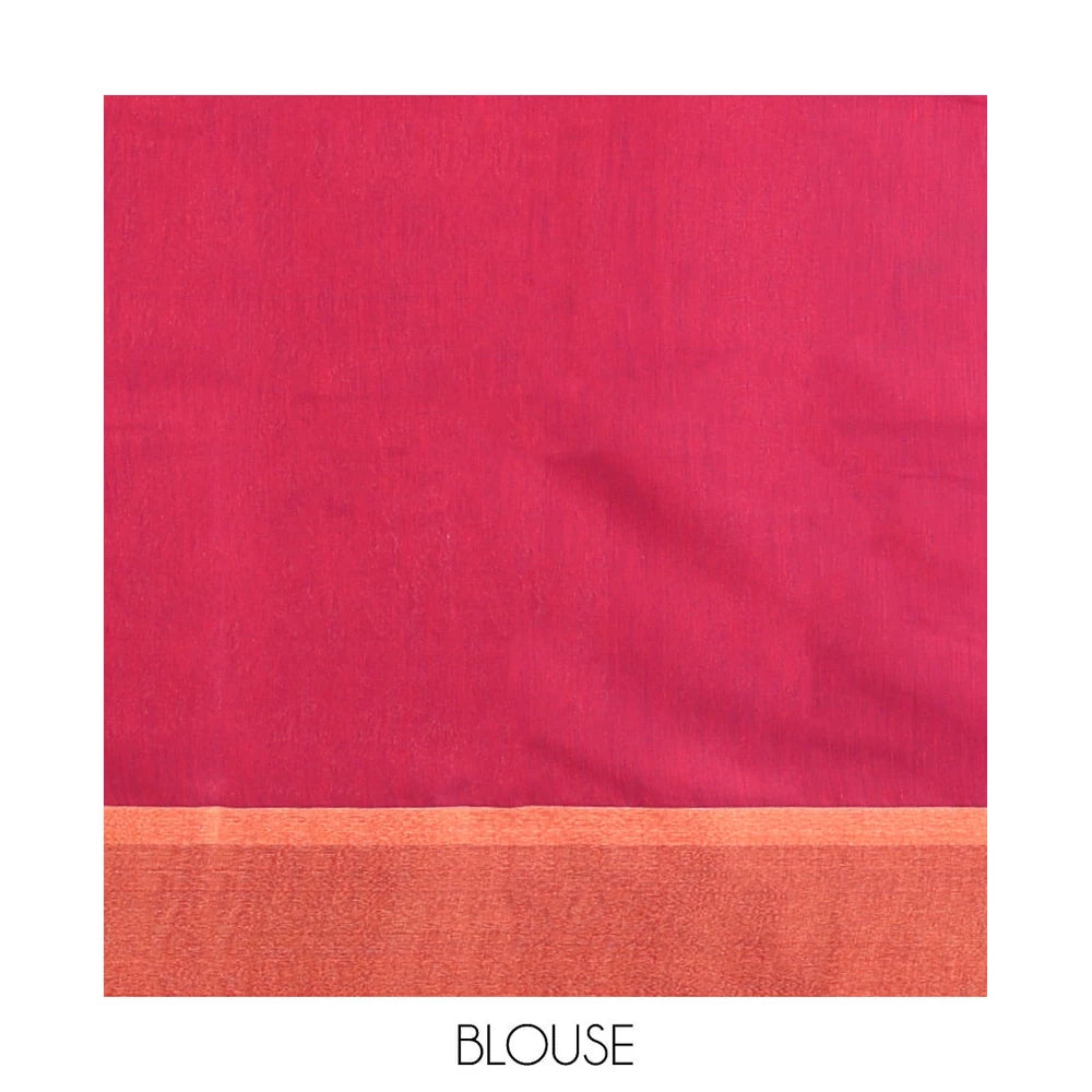 Pothys Red Semi-Silk Cotton Saree, Steeped with Zari Buttas on Its Body, Complemented by Contrast Border, Pallu Features Intricate Designs, and Paired with a Matching Blouse