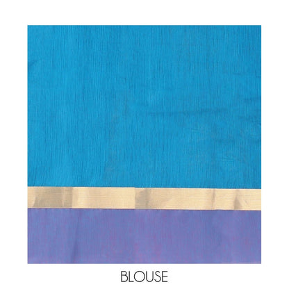Pothys Blue Semi-Silk Cotton Saree with Bird Zari Buttas