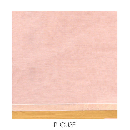 Pothys Pale Pink Kanchi Cotton Saree Features Thread Buttas on Its Body, Complemented by a Contrast Border, Floral-Design Pallu, and a Matching Blouse