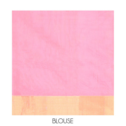 Pothys Pink Silk Cotton Saree, Prettified with Polka Dot Buttas, a Gleaming Bavanji Border, Pallu of Intricate Designs, and a Matching Blouse