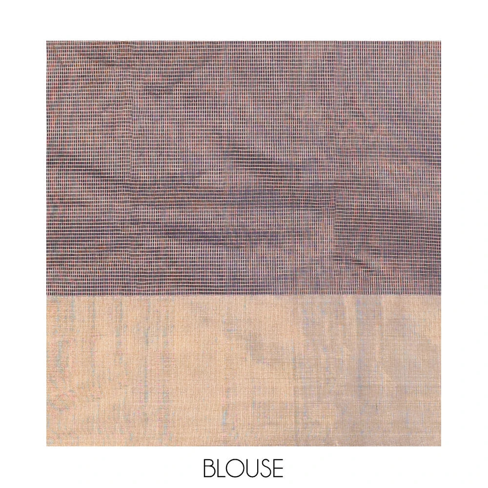 Pothys Grey Silk Cotton Saree, Majestically Detailed with Micro-Checks, a Gleaming Bavanji Border, Pallu of Temple Designs, and a Matching Blouse