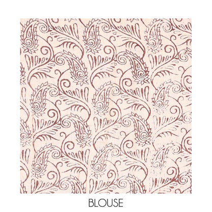 Pothys Brown Machine-Printed Kalamkari Cotton Saree Features Human Motifs, a Piping Border, Pallu of Peacocks, and a Matching Blouse