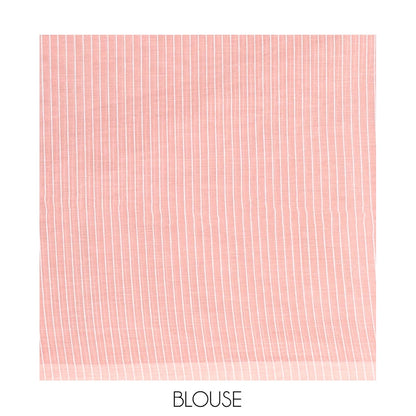 Pothys Borderless Pink-Grey Jute Cotton Saree, Steeped with Tropical Floral Print, a Subtly Striped Pallu, and a Contrast Blouse