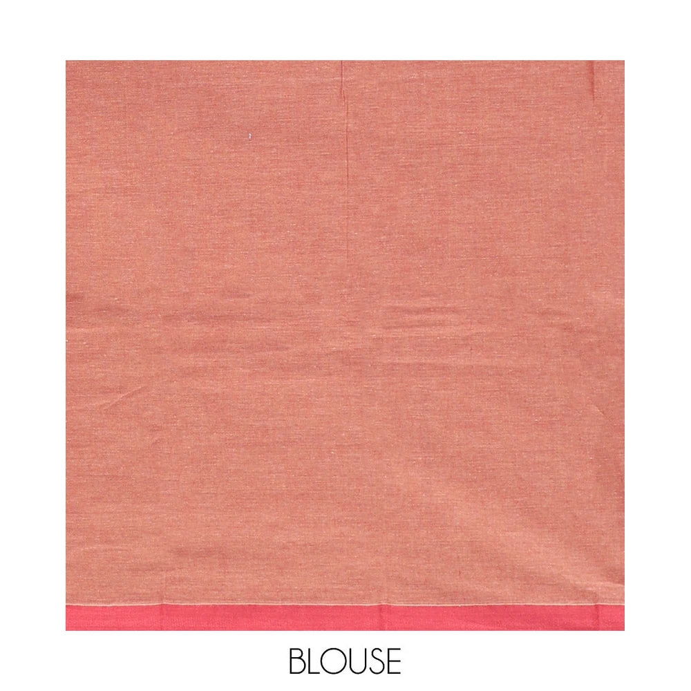 Pothys Pale Brown Kanchi Cotton Saree, Embellished with Stripes, Complemented by a Contrast Border, Intricate Pallu, and a Matching Blouse