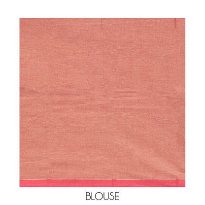 Pothys Pale Brown Kanchi Cotton Saree, Embellished with Stripes, Complemented by a Contrast Border, Intricate Pallu, and a Matching Blouse