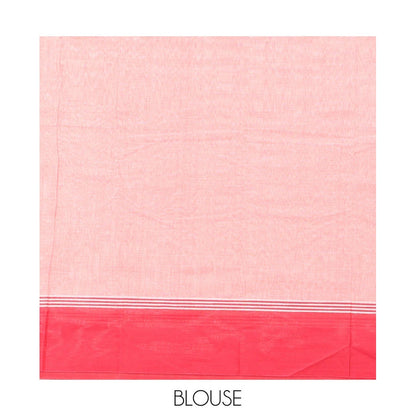 Pothys Pink Kanchi Cotton Saree, Woven with Buttas, Complemented by a Contrast Border, Pallu of Jaal Design, and a Matching Blouse