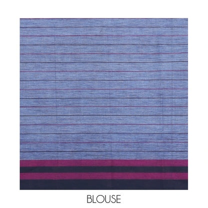 Pothys Blue Checked Chirala Cotton Saree, a Contrast Border, Self-Pallu, and a Contrast Blouse