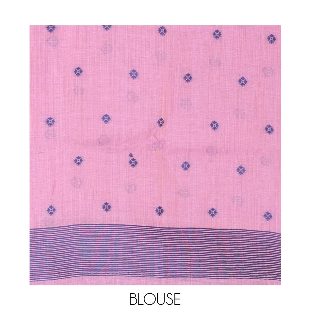 Pothys Lavender Munga Cotton Saree, Beautified with Floral Buttas, a Contrast Floral-Bird Printed Border, and a Matching Blouse