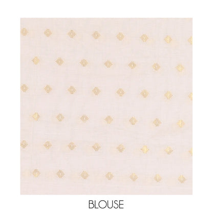 Pothys Borderless Cream Kerala Cotton Saree, Steeped with Zari Buttas, a Self-Pallu, and a Matching Blouse