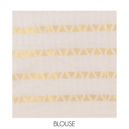 Pothys Borderless Cream Kerala Cotton Saree, Steeped with Temple Buttas, and a Matching Blouse