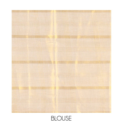 Pothys Borderless Gold Kerala Tissue Saree, Gleamed Up with Zari Checked Design, a Self-Pallu, and a Matching Blouse