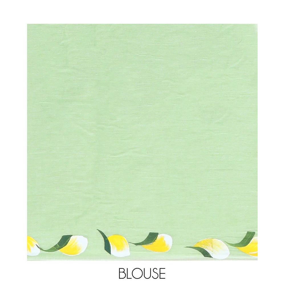 Pothys Borderless Pista Green Khadi Mul Cotton Saree Features Floral Hand-Brush Painting, and a Matching Blouse