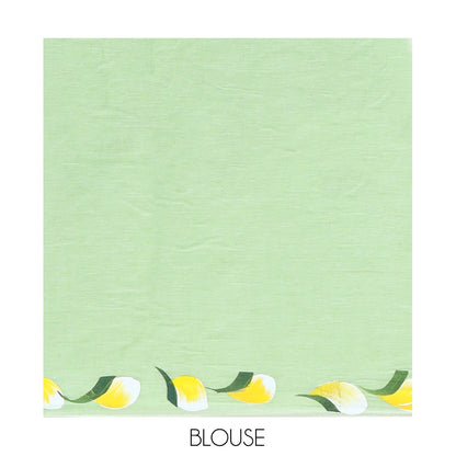Pothys Borderless Pista Green Khadi Mul Cotton Saree Features Floral Hand-Brush Painting, and a Matching Blouse