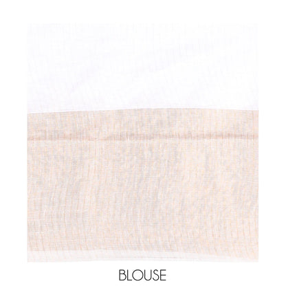 Pothys Borderless Off-White Linen Saree Flanked by Horizontal Zari Stripes, a Self-Pallu, and a Matching Blouse