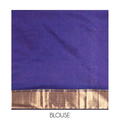 Pothys Red Maheshwari Cotton Saree, Subtly Woven with Thread Buttas, Complemented by a Contrast Traditional Zari Border, Chevron Striped Pallu, and a Contrast Blouse