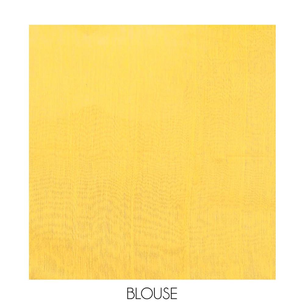 Pothys Cream-Yellow Khadi Cotton Saree, Subtly Woven with Buttas, Contrast Sequins Striped Blouse, Contrast Blouse