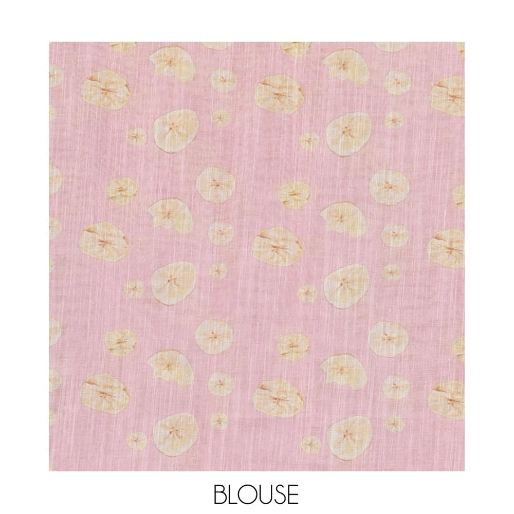 Pothys Borderless Light Pink Nentharanga Chips Printed Chanderi Cotton Saree, a Piping Border, Matching Blouse
