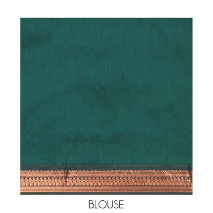 Pothys Pink Kalyani Cotton Saree, Woven with Thread Buttas, Complemented by a Contrast Traditional Border, Traditional Pallu, and a Contrast Blouse