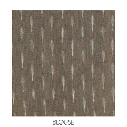 Pothys Olive Green Linen Cotton Saree Features Tree Print, a Zari Piping Border, and a Matching Blouse