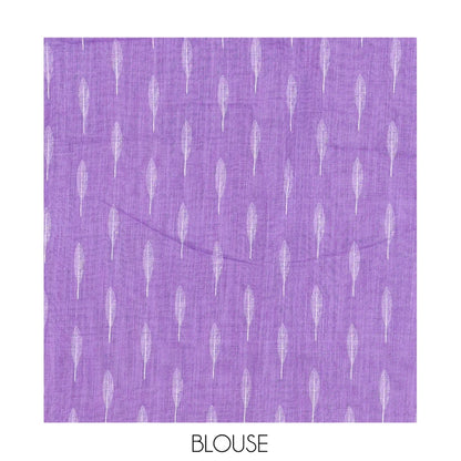 Pothys Violet Linen Cotton Saree Features Tree Print, a Zari Piping Border, and a Matching Blouse
