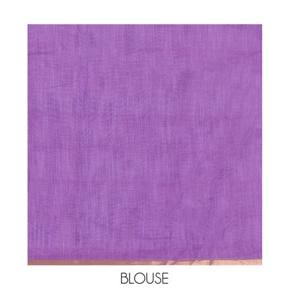 Pothys Borderless Violet Linen Cotton Saree, Geometric-Abstract Print and Contrast Blouse