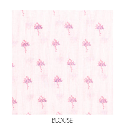 Pothys Borderless White-Pink Linen Cotton Saree, Beautified with Vertical Stripes, an Umbrella Print, and a Matching Blouse