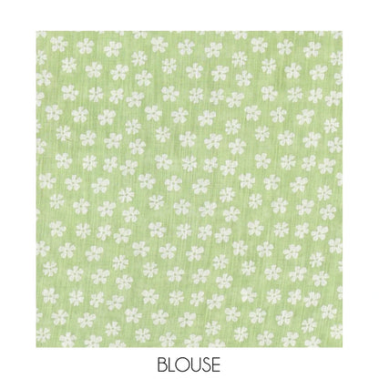Pothys Green Linen Cotton Saree Features Half-And-Half-Style Flower Motifs Print, a Piping Border, and a Matching Blouse