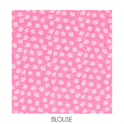 Pothys Pink Linen Cotton Saree Features Half-And-Half-Style Flower Motifs Print, a Piping Border, and a Matching Blouse