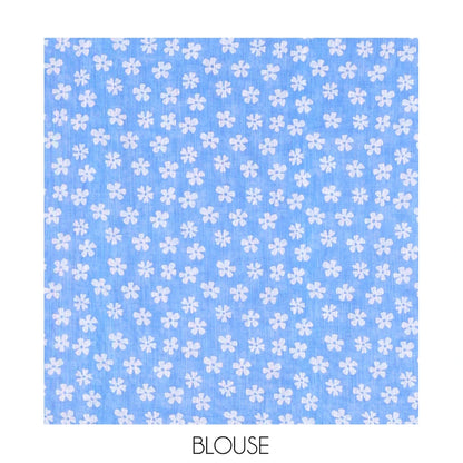 Pothys Blue Linen Cotton Saree Features Half-And-Half-Style Flower Motifs Print, a Piping Border, and a Matching Blouse