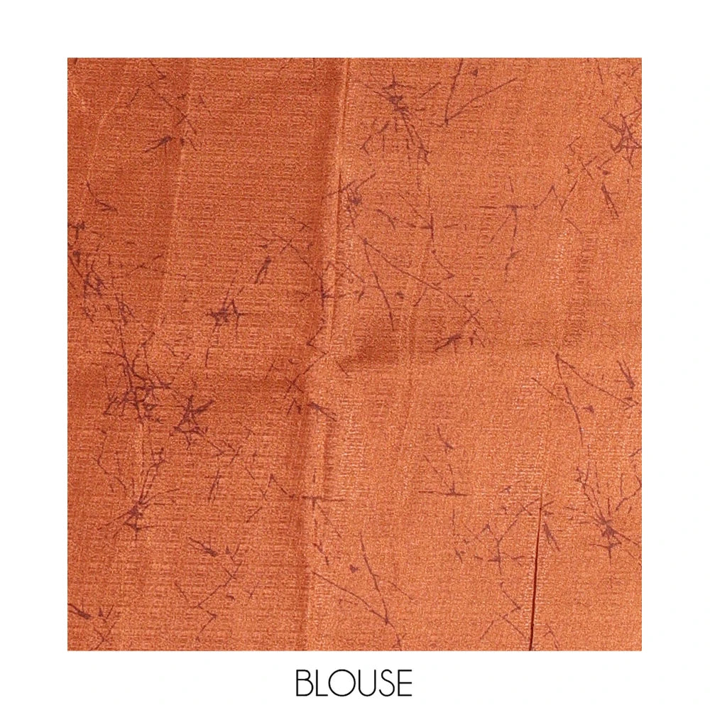 Pothys Brown Batik-Style Floral Printed Art Khadi Cotton Saree, a Contrast Border, and a Matching Blouse
