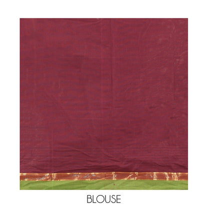 Pothys Brown Kanchi Cotton Saree, Woven with Thread Buttas, a Contrast Border, Intricate Pallu, and a Matching Blouse