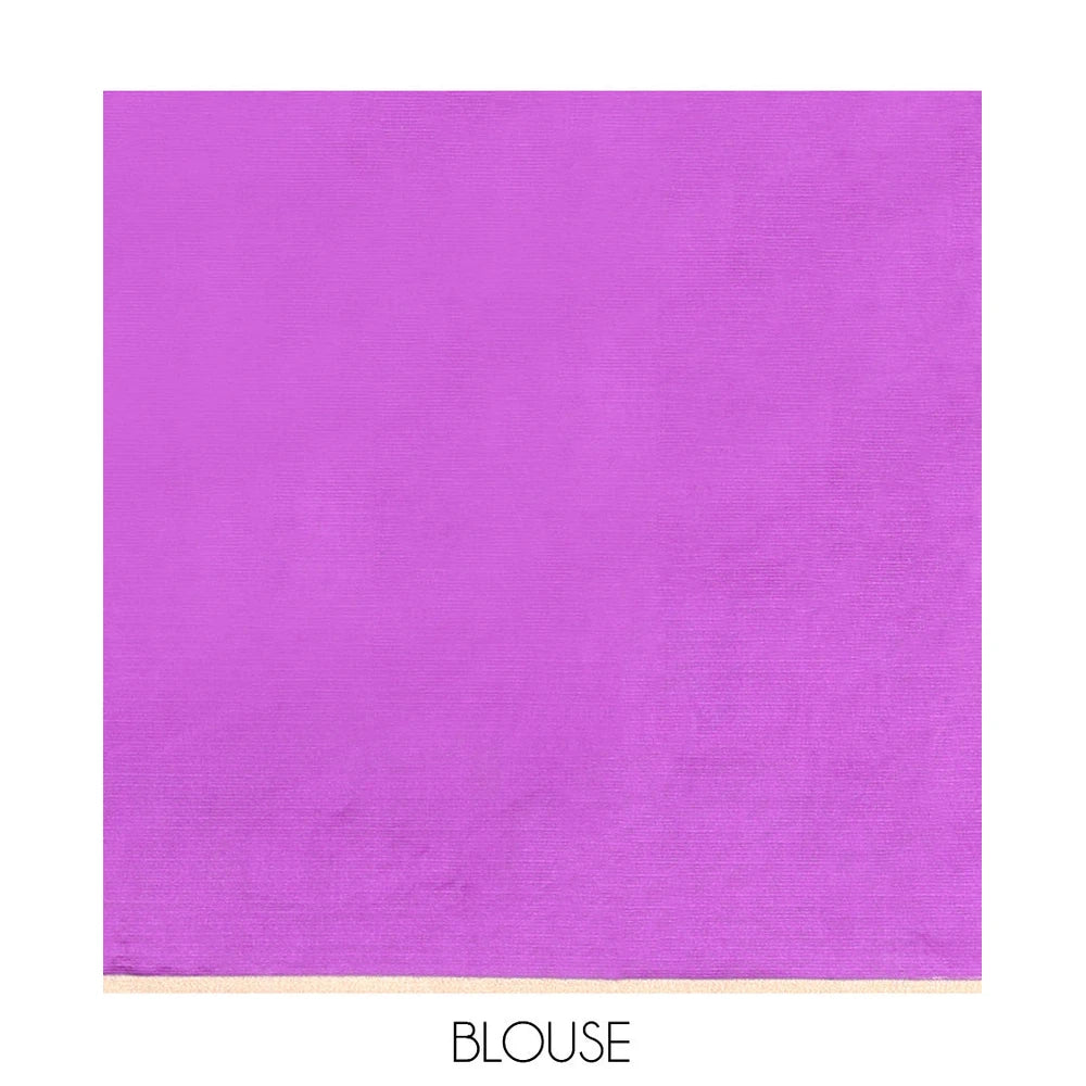 Pothys Violet Kota Chex Saree, Ornamented with Tree and Bird Print, a Piping Border, Pallu of Tree Motifs, and a Matching Blouse