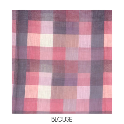 Pothys Cream-Brown Plain Handloom Cotton Saree, a Contrast Checked Border, Checked Pallu, and a Contrast Blouse