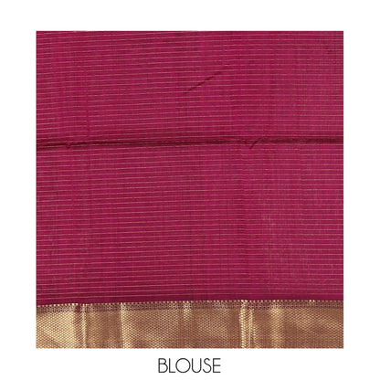 Pothys Wine Maheshwari Cotton Saree, Accentuated with Zari Checks, Highlighted by a Traditional Zari Border, Gleaming Zari Woven Pallu, and a Matching Blouse