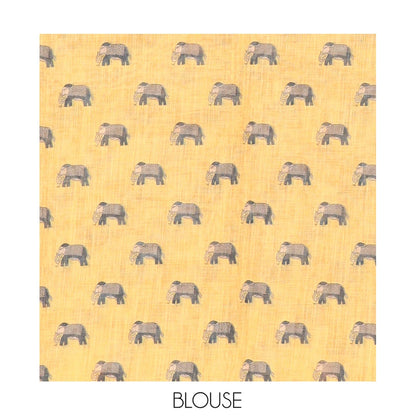 Pothys Navy Blue Blue Linen Cotton Saree Features Polka Dots, a Contrast One-sided Elephant Motif Border, Elephant Motif Pallu, Contrast Blouse