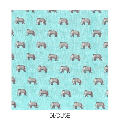 Pothys Brown Linen Cotton Saree Features Polka Dots, a Contrast One-sided Elephant Motif Border, Elephant Motif Pallu, Contrast Blouse